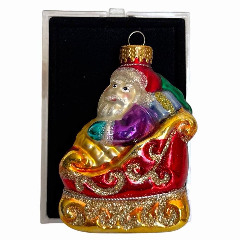 Vintage Santa 2002 Hand Blown Glass Christmas Ornament Santa Claus Radko-style